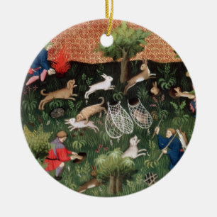 Ms Fr 616 fol.92 Hunting hares, from the Livre de Ceramic Ornament