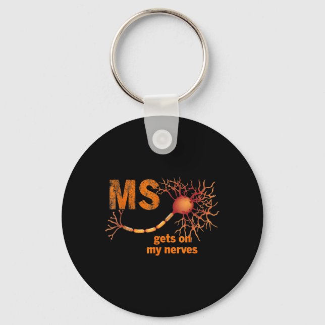 MS Get On My Nerves Multiple Sclerosis Awareness M Keychain (Front)