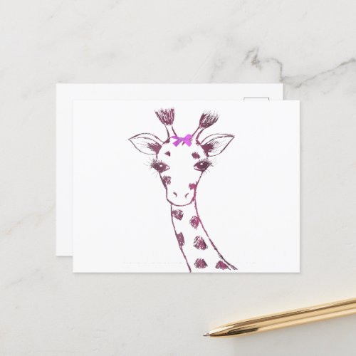 Ms Giraffe cute sarcastic design Announcement Postcard