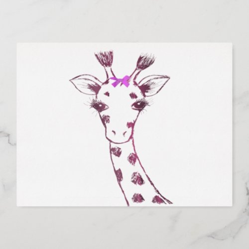 Ms Giraffe cute sarcastic design Foil Holiday Postcard