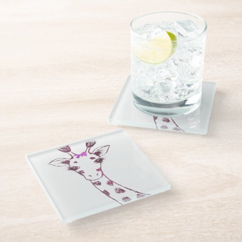 Ms Giraffe cute sarcastic design Glass Coaster