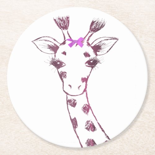 Ms Giraffe cute sarcastic design Round Paper Coaster