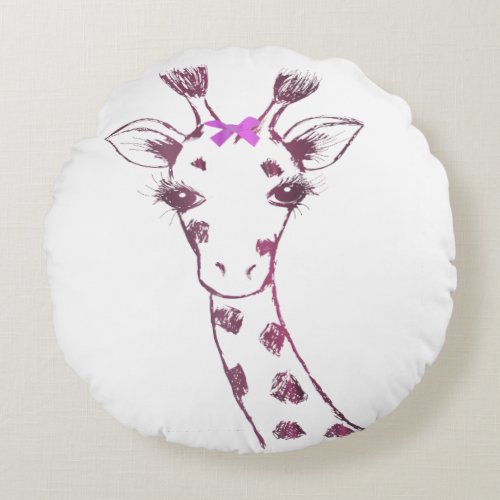 Ms Giraffe cute sarcastic design Round Pillow