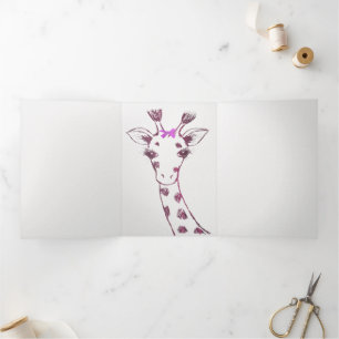 Ms. Giraffe Cute Sarcastic Design Tri-Fold Announcement