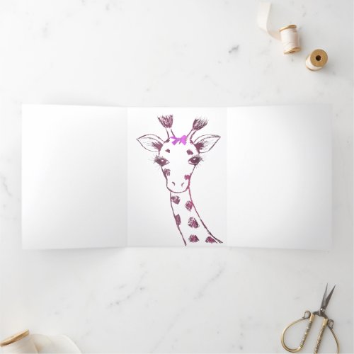 Ms Giraffe Cute Sarcastic Design  Tri_Fold Card