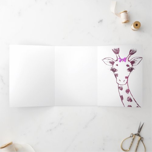 Ms Giraffe cute sarcastic design Tri_Fold Holiday Card