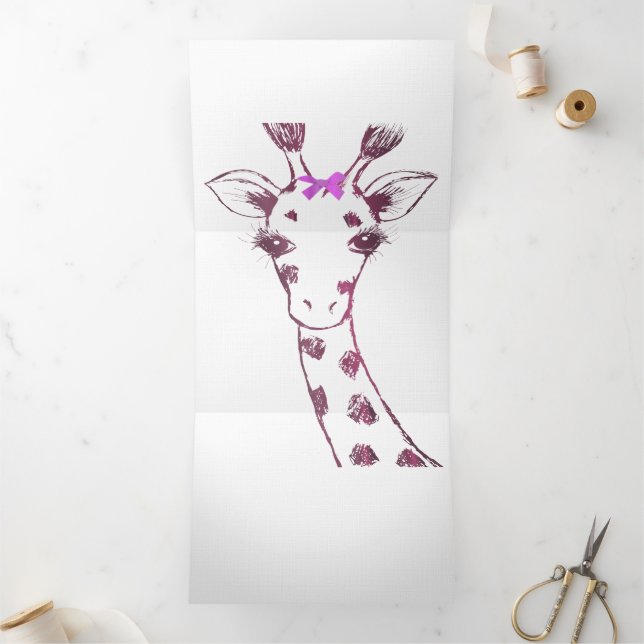 Ms. Giraffe Cute Sarcastic Design  Tri-Fold Holiday Card (Inside)