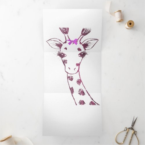 Ms Giraffe Cute Sarcastic Design  Tri_Fold Holiday Card