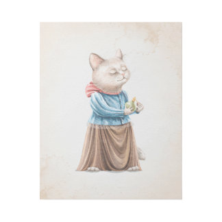 Ms. Kitty Vintage Look Nursery Art