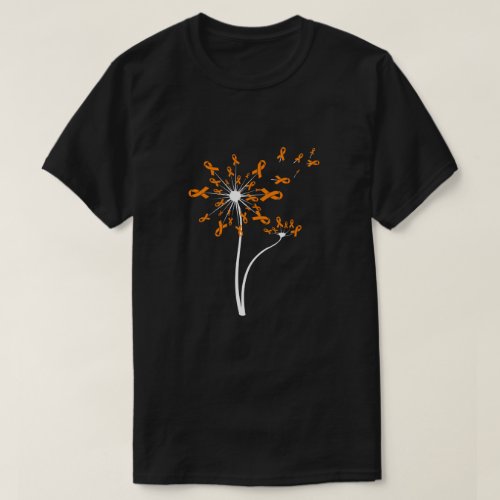 MS Leukemia Kidney Awareness Dandelion Orange Ribb T_Shirt