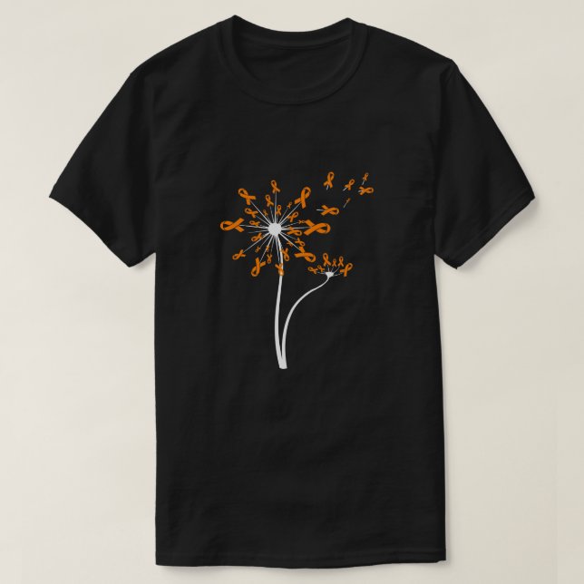 MS Leukemia Kidney Awareness Dandelion Orange Ribb T-Shirt (Design Front)
