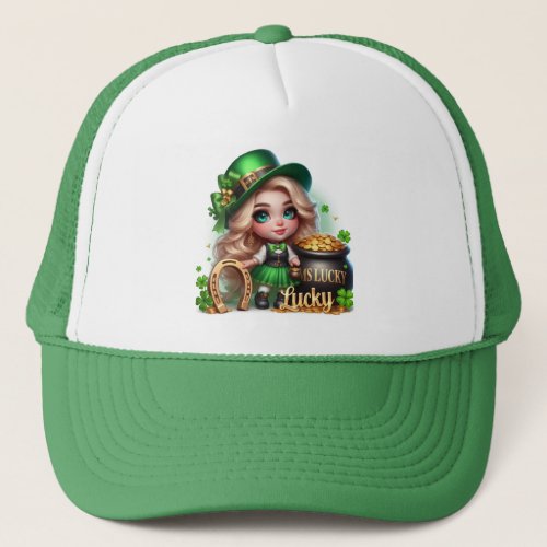 Ms Lucky St Patricks Day Leprechaun Trucker Hat