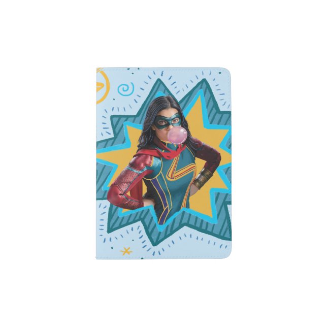 Ms. Marvel | Bubblegum Hero Art Doodle Passport Holder (Front)