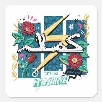 Ms. Marvel | Kamala Floral Name Script Square Sticker