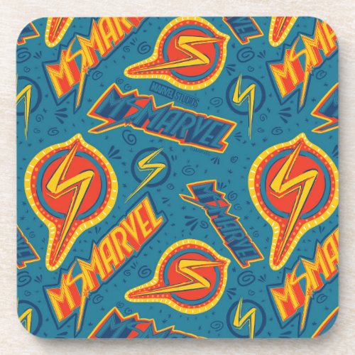 Ms Marvel  Logo Doodle Pattern Beverage Coaster