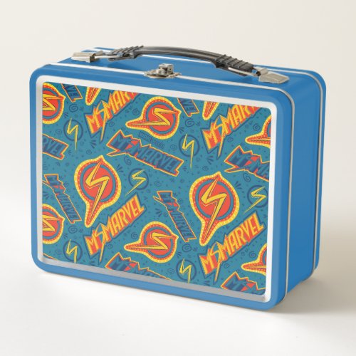 Ms Marvel  Logo Doodle Pattern Metal Lunch Box