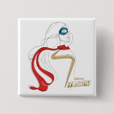 Ms. Marvel | Minimalist Single Line Drawing Button