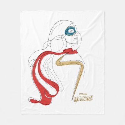 Ms. Marvel | Minimalist Single Line Drawing Fleece Blanket
