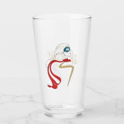 Ms. Marvel | Minimalist Single Line Drawing Glass