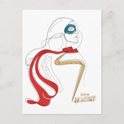 Ms. Marvel | Minimalist Single Line Drawing Postcard