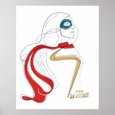 Ms. Marvel | Minimalist Single Line Drawing Poster