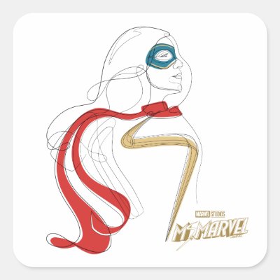 Ms. Marvel | Minimalist Single Line Drawing Square Sticker