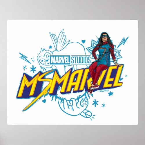 Ms Marvel  Ms Marvel With Sloth Baby Sketch Poster