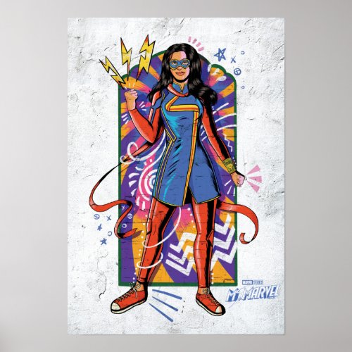 Ms Marvel  Mural Sketch Graphic Poster
