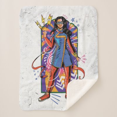 Ms. Marvel | Mural Sketch Graphic Sherpa Blanket