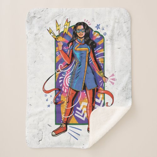 Ms Marvel  Mural Sketch Graphic Sherpa Blanket