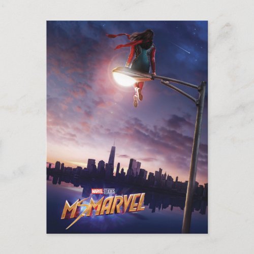 Ms Marvel  Sitting On Street Light Postcard