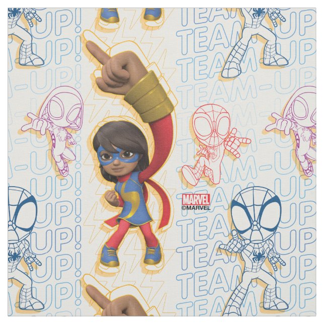 Ms. Marvel & Spidey Team Pattern Fabric (Swatch)