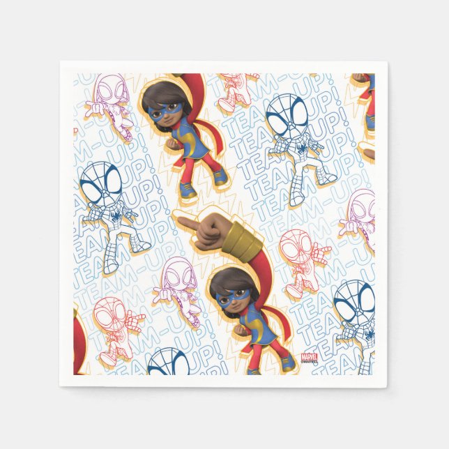 Ms. Marvel & Spidey Team Pattern Napkins (Front)