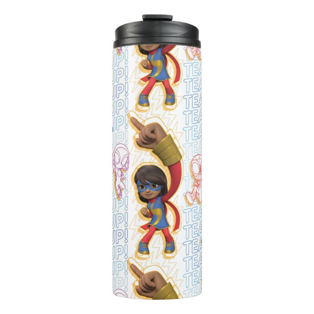 Ms. Marvel & Spidey Team Pattern Thermal Tumbler (Front)