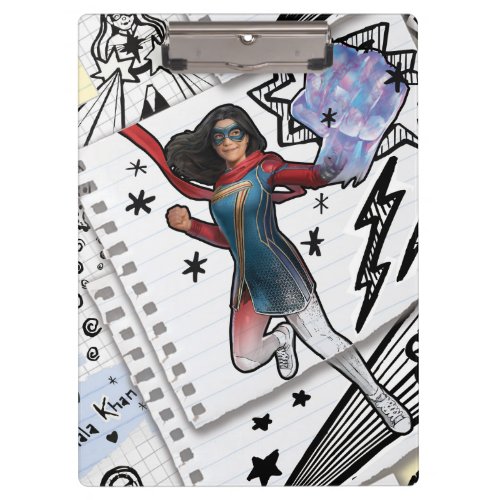 Ms Marvel  Super Hero Doodle Pattern Clipboard