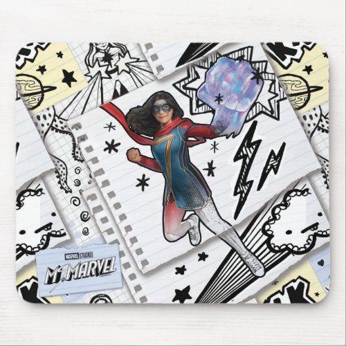Ms Marvel  Super Hero Doodle Pattern Mouse Pad