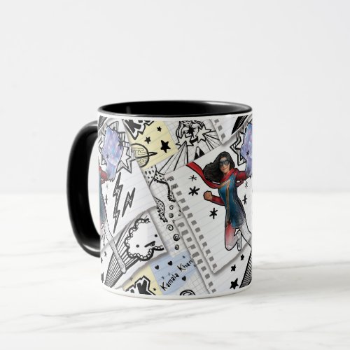 Ms Marvel  Super Hero Doodle Pattern Mug