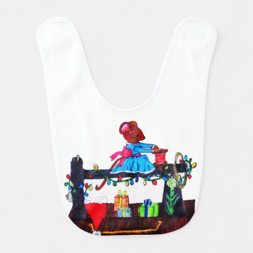 MS MOUSE MAKES A SANTA HAT  BABY BIB