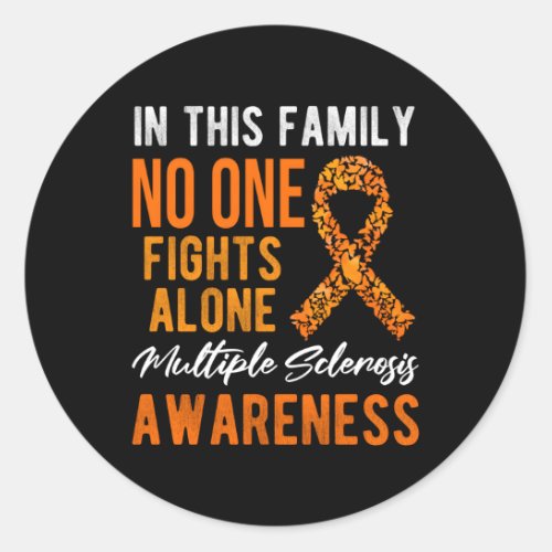Ms Multiple Sclerosis Awareness Orange Ribbon Classic Round Sticker