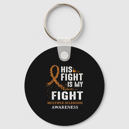 MS Multiple Sclerosis Awareness Orange Ribbon Dad Keychain