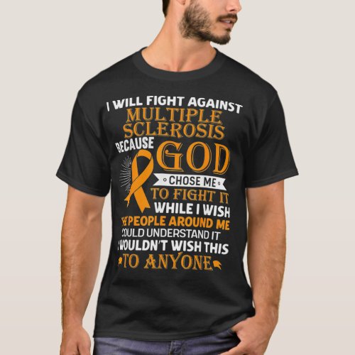 MS Multiple Sclerosis Awareness Orange Ribbon Men  T_Shirt