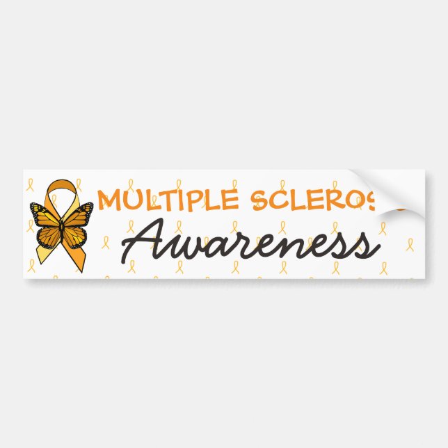 MS Multiple Sclerosis Awareness Ribbon Bumper Bumper Sticker (Front)