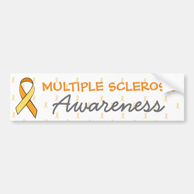 MS Multiple Sclerosis Awareness Ribbon Bumper Bumper Sticker (Front)