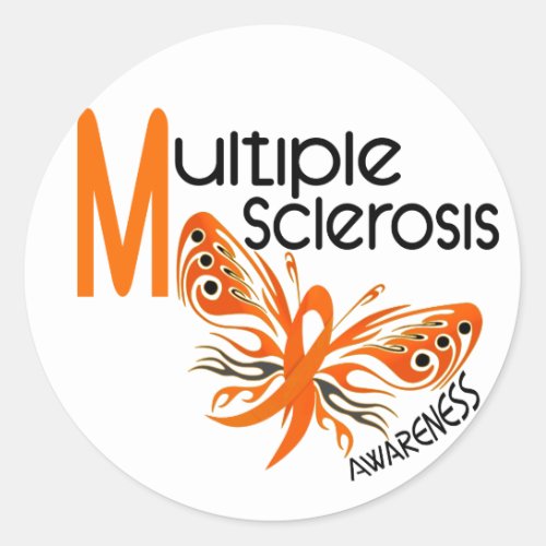 MS Multiple Sclerosis BUTTERFLY 31 Classic Round Sticker