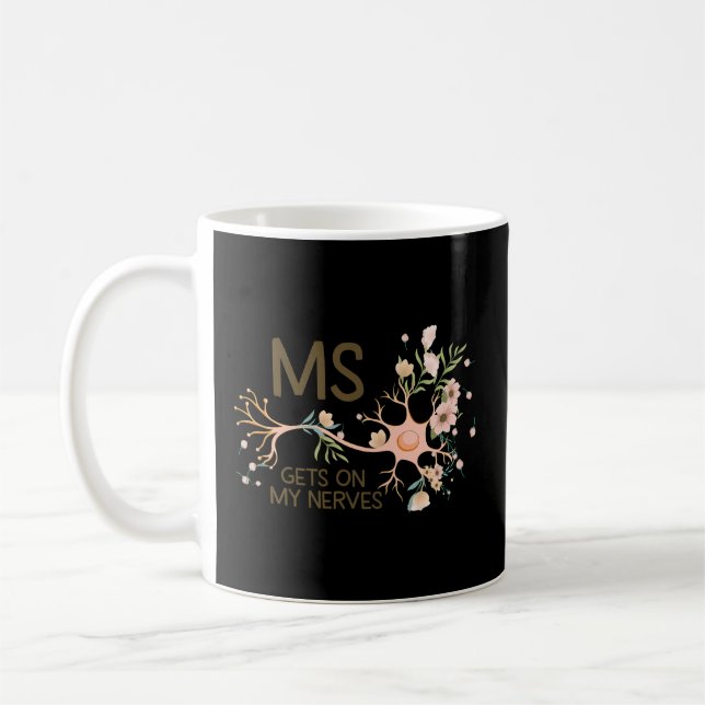 Ms Multiple Sclerosis Gets On My Nerves Orange Rib Coffee Mug (Left)