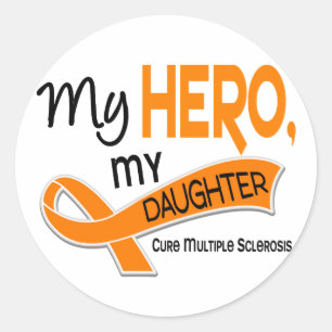 MS Multiple Sclerosis MY HERO MY DAUGHTER 42 Classic Round Sticker