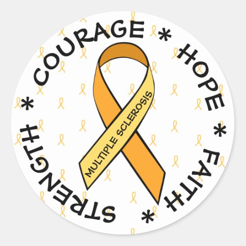MS Multiple Sclerosis ORANGE Ribbon Sticker