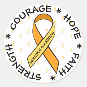 MS Multiple Sclerosis ORANGE Ribbon Sticker