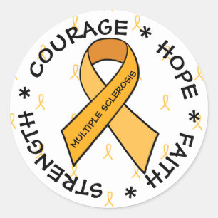 MS Multiple Sclerosis ORANGE Ribbon Sticker