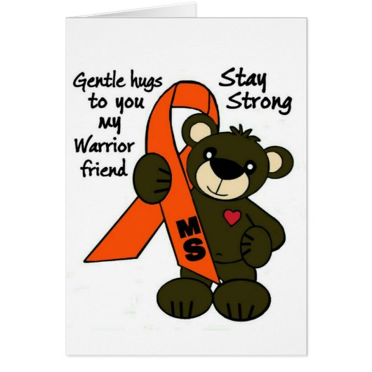 MS   ( Multiple Sclerosis ) teddy bear ribbon Cards (Front)